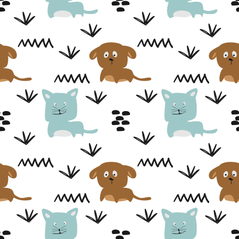 Cute dog and cat seamless PNG Free Download