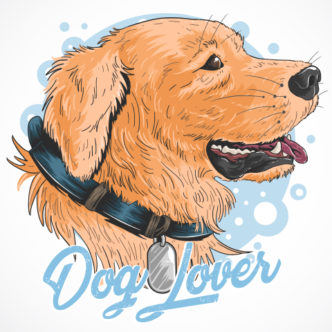Dog cute golden artwork vector Free Download