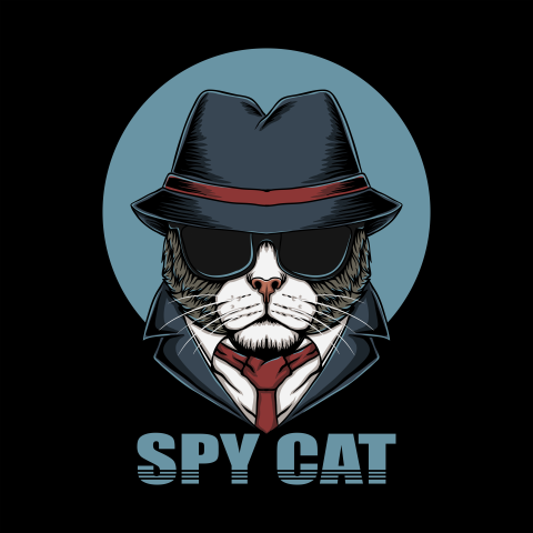 Spy cat head vector illustration PNG Free Download
