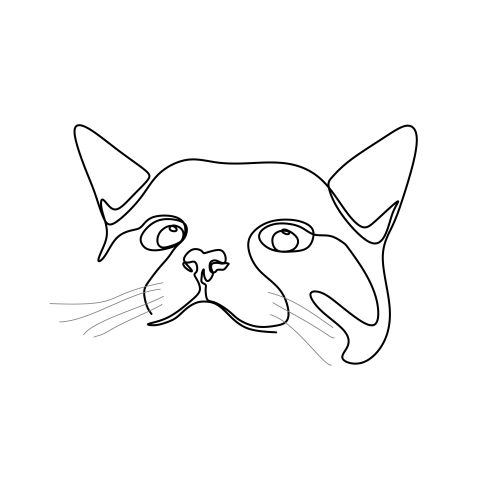 Cute cat continuous line drawing PNG Free Download