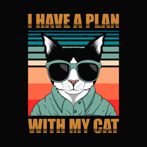 Plan with cat retro vector PNG Free Download
