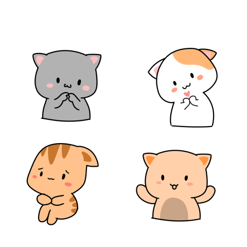Kawaii cat sticker PNG Free Download