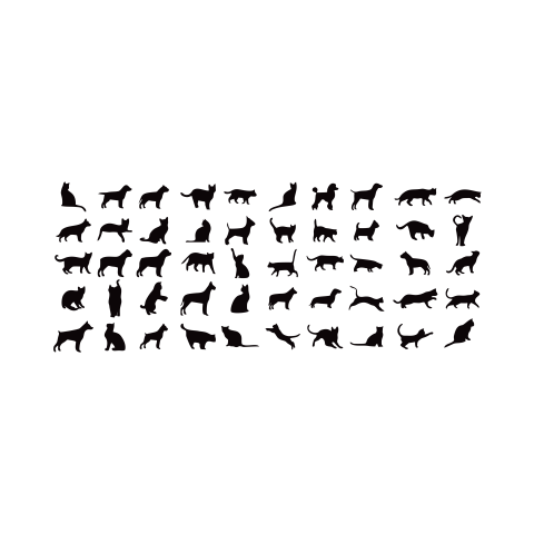 Dogs and cats black silhouette PNG Free Download