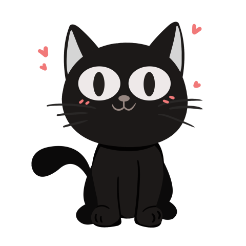 Black cat with big eyes Download PNG Free
