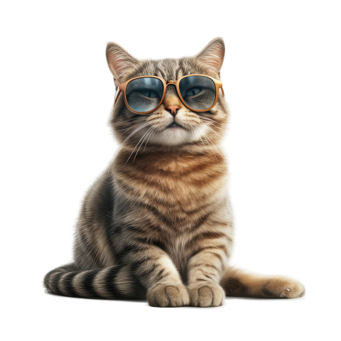 Cute cat sunglasses on isolated PNG Download