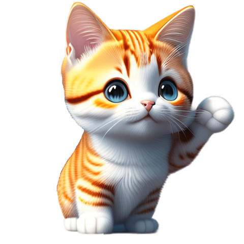 Realistic cute cat 3d model PNG Free Download
