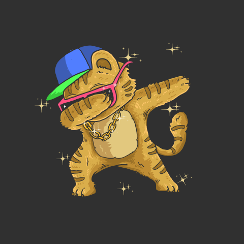 Cute cat dabbing dance illustration PNG Download
