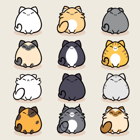 Cute cat character collection PNG free Download