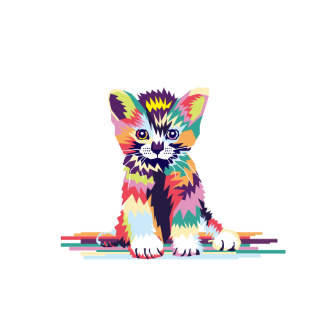 Modern colorful cute cat PNG free Download