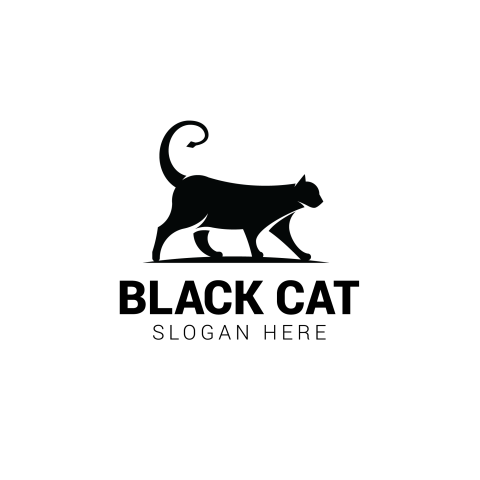 Black cat logo template PNG Free Download