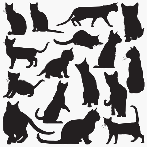 Bengal cat silhouettes Download PNG Image