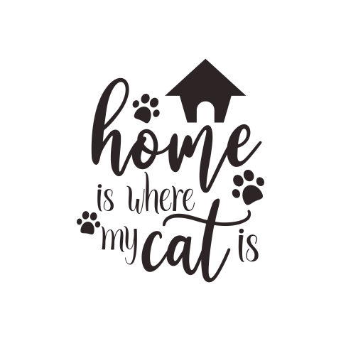Cat quote lettering typography home PNG Free Download