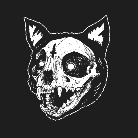 Skull cat grunge style illustration PNG Download