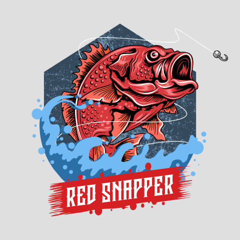 Angler fish red snapper artwork Free Download PNG