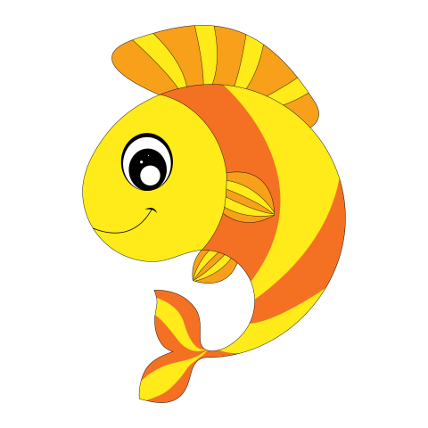 Pretty yellow fish cartoon clipart PNG Free Download