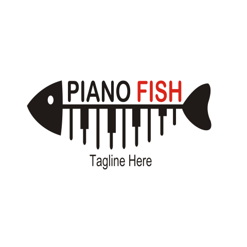 Piano fish logo template Free PNG Download