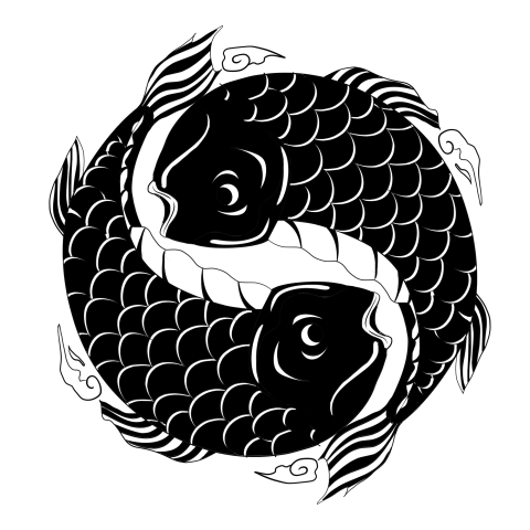 Black fish tattoo illustration PNG Download FRee