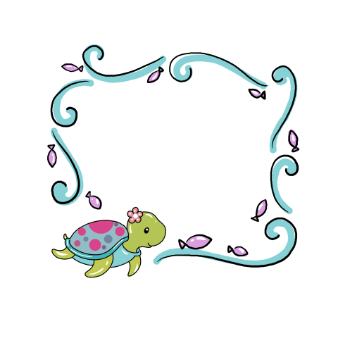 Cute sea turtle pink fish PNG Free Download