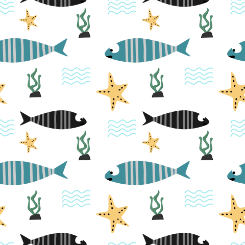 Seamless pattern fish childish hand PNG Free Download