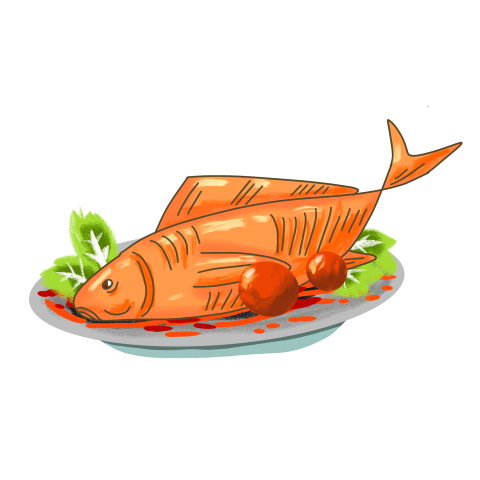 Guochao grilled fish braised fish PNG Free Download