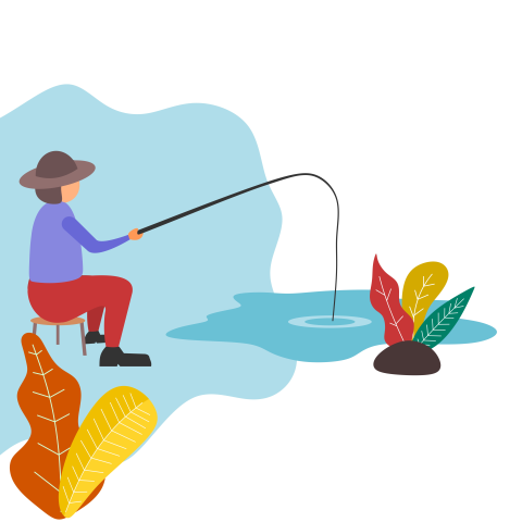 Illustration of a man fishing PNG Free Download