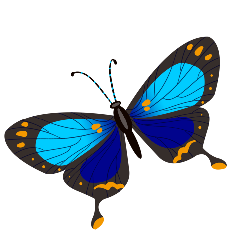 Blue butterfly cartoon illustration Free Download PNG
