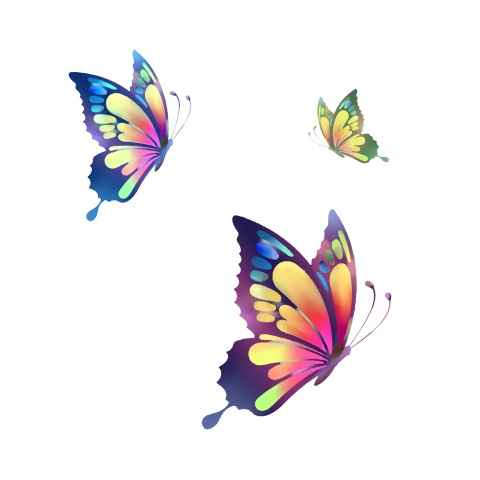 Hand painted multicolored floating butterflies  PNG Free Download