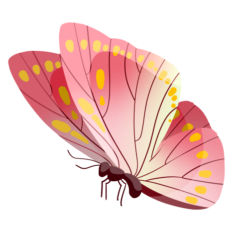 Pink butterfly cartoon illustration PNG FRee Image