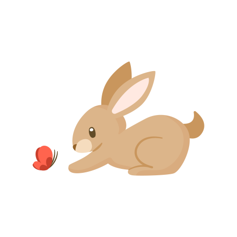 Rabbit brown bunny butterfly Free Download PNG