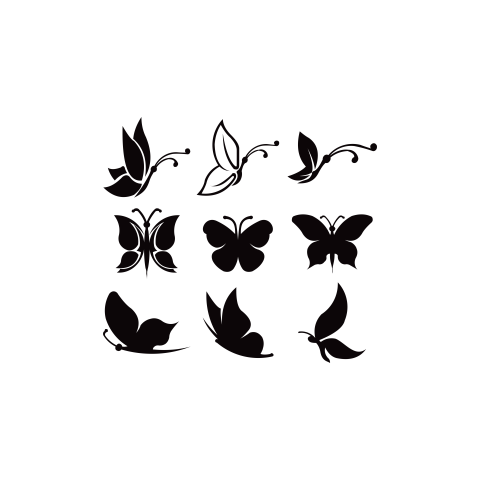 Vector silhouette of butterflies PNG Download