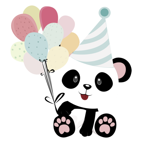 Cute and pandas with balloons PNG Download
