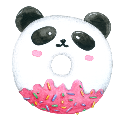 Watercolor panda donut on white PNG Download