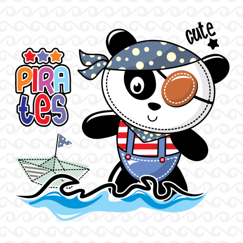 Cute little cartoon pirate panda PNG Free Download