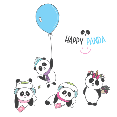 Collection set cute baby panda cartoon PNG Free Download