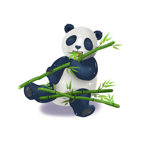 Cartoon panda eating bamboo picture PNG Free Download