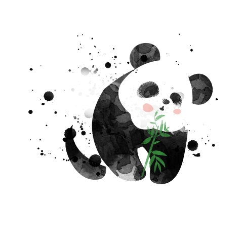 Cute panda holding bamboo PNG Free Download