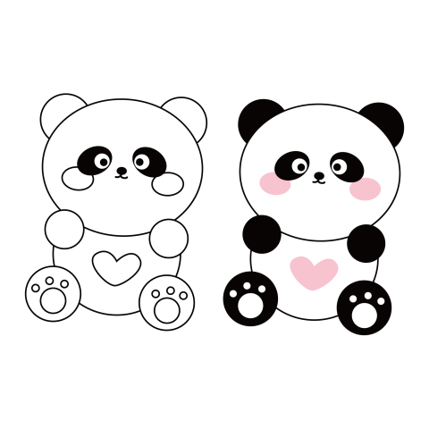 Original cartoon animal coloring panda PNG Free Download