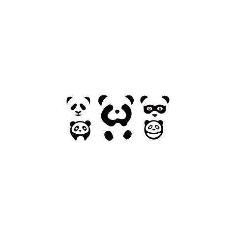 Panda animal silhouette set PNG Free Download
