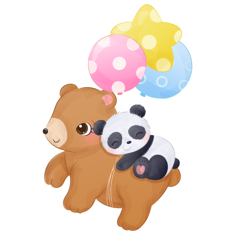 Adorable baby bear and panda  Free PNG Download