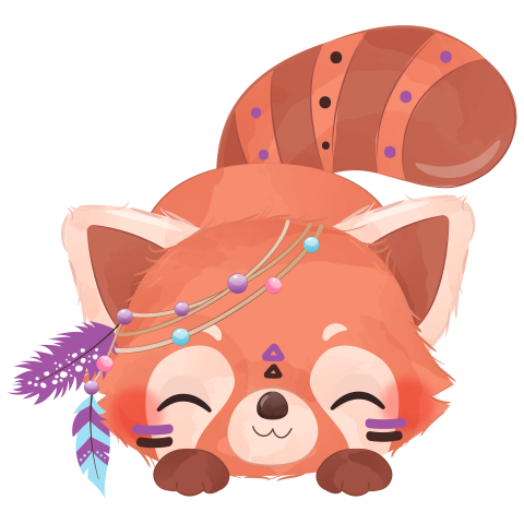 Tribal series little red panda PNG Download Free