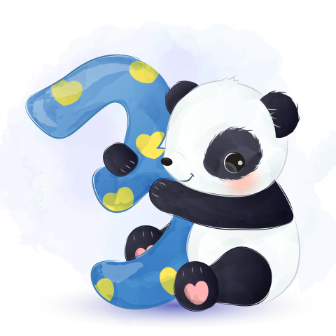 Adorable birthday panda illustration PNG Free Download