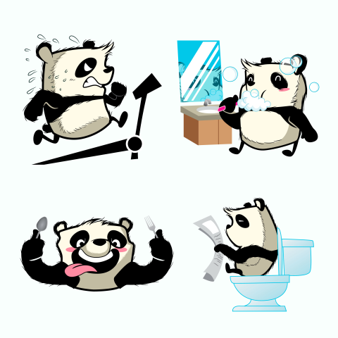 Cute panda sticker panda patches PNG Download Free (2)