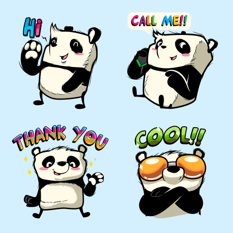 Cute panda sticker panda patches Free Download PNG