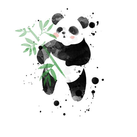 Giant panda holding up bamboo PNG Free Download
