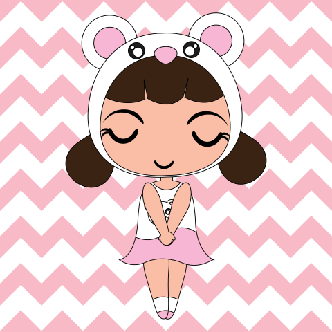 Cute panda girl on pink Free PNG Download