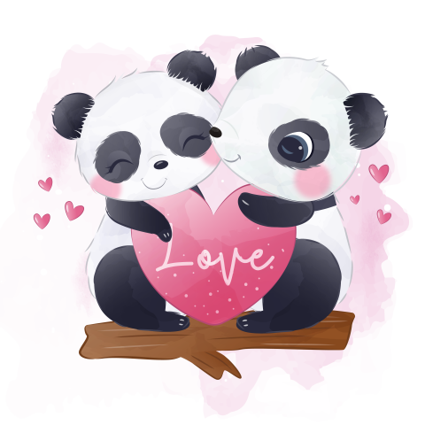 Cute panda in watercolor illustration Free PNG Download