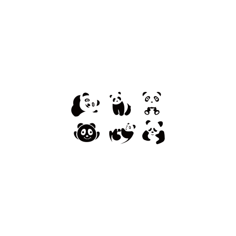 Panda animal silhouette set Free PNG Download