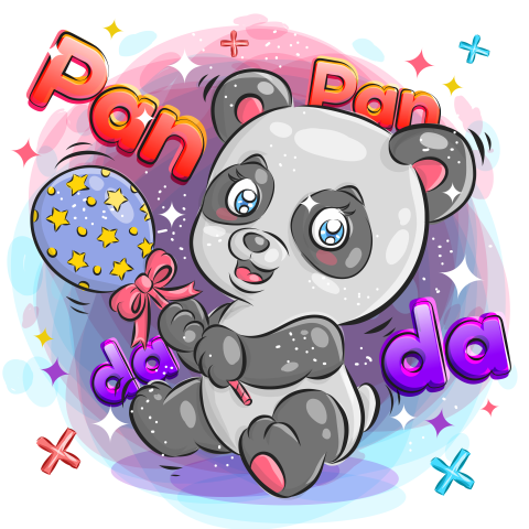 Cute panda playing toys PNG Free Download