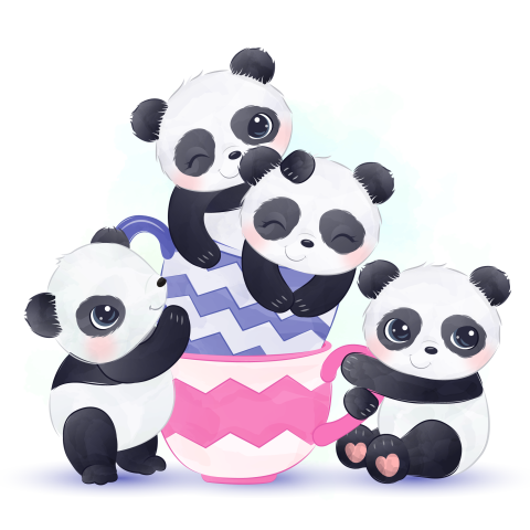 Cute pandas playing together happily Png free download