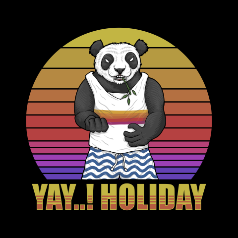 Panda holiday sunset retro illustration PNG Free Download
